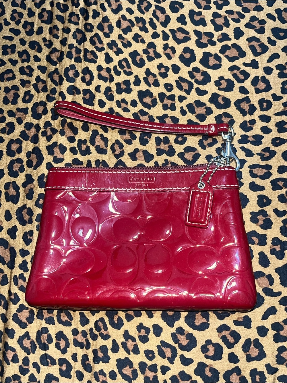Coach Red Patent Signature Wristlet